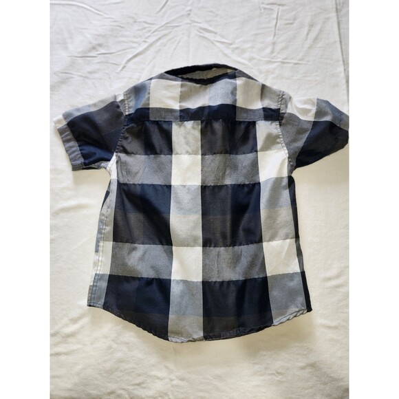 Bold Blue - Blue Gingham  Boys Button Down Collared Shirt 4T - Picture 2 of 3